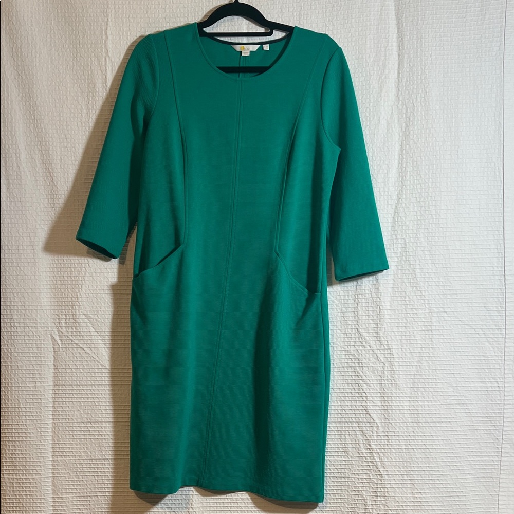 Boden Ellen Ottoman in Emerald Green 3/4 Sleeve Dress